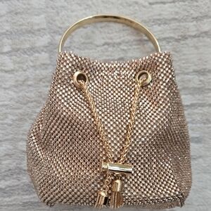 Chic Gold Mesh Wristlet Bag